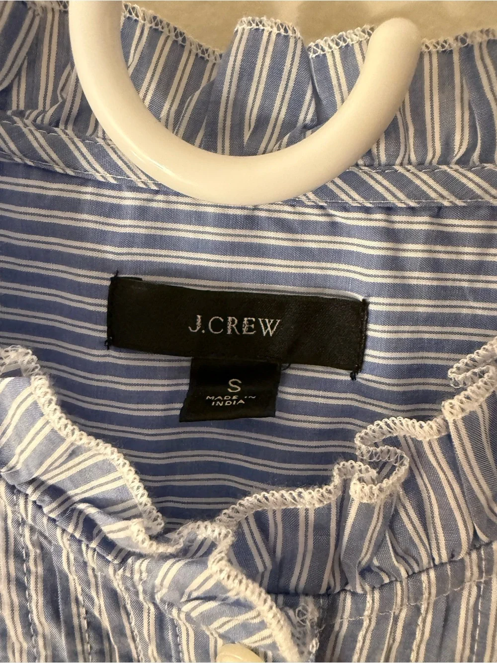 J. Crew Womens light Blue and White Tuxedo Pinstripe Button-Front Shirt Size S
